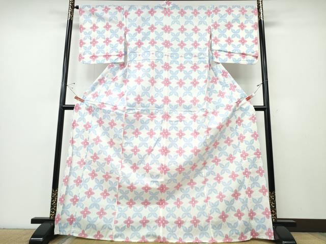 平和屋着物∴夏物 浴衣 綿紅梅 舞花文 綿 逸品 CABE8830ng