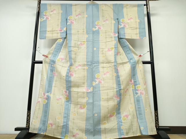 平和屋着物∴夏物 浴衣 金魚 水玉 間道 綿 逸品 CABE8831ng