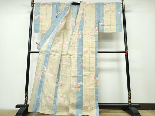平和屋着物∴夏物 浴衣 金魚 水玉 間道 綿 逸品 CABE8831ng