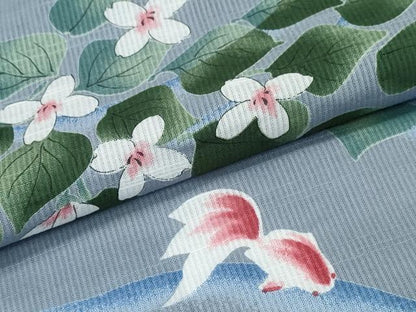 平和屋着物∴夏物 浴衣 縦綿絽 金魚 流水草花文 綿 逸品 CABE8832ng