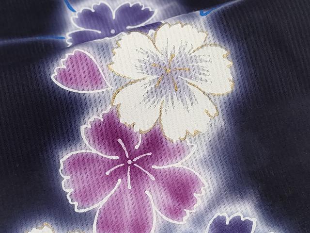 平和屋着物∴世界的ファッションデザイナー 山本寛斎 kansaiブランド 夏物 浴衣 舞蝶花文 黒地 金彩 綿 逸品 未使用 CABE8834ng