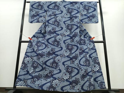 平和屋着物∴夏物 浴衣 流水花文 リップル生地 綿 逸品 CABE8836ng