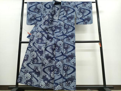 平和屋着物∴夏物 浴衣 流水花文 リップル生地 綿 逸品 CABE8836ng