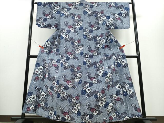 平和屋着物∴夏物 浴衣 枝菊文 リップル生地 綿 逸品 CABE8838ng