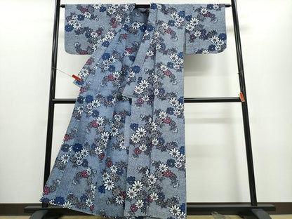 平和屋着物∴夏物 浴衣 枝菊文 リップル生地 綿 逸品 CABE8838ng