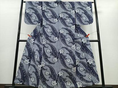 平和屋着物∴夏物 浴衣 立波舞花文 リップル生地 綿 逸品 未使用 CABE8840ng