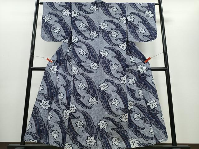 平和屋着物∴夏物 浴衣 立波舞花文 リップル生地 綿 逸品 未使用 CABE8840ng