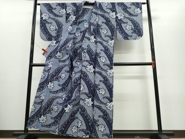 平和屋着物∴夏物 浴衣 立波舞花文 リップル生地 綿 逸品 未使用 CABE8840ng