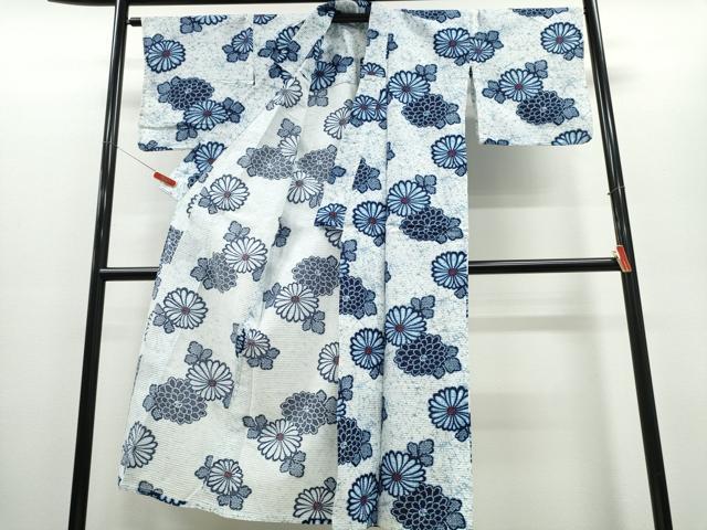 平和屋着物∴夏物 浴衣 舞菊文 リップル生地 綿 逸品 CABE8844ng