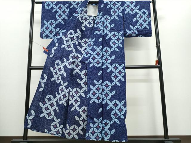 平和屋着物∴夏物 浴衣 七宝文 リップル生地 綿 逸品 CABE8846ng