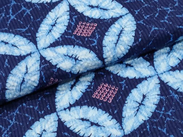 平和屋着物∴夏物 浴衣 七宝文 リップル生地 綿 逸品 CABE8846ng