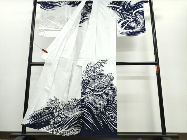 平和屋着物∴夏物 浴衣 訪問着 立波龍文 綿 逸品 CABE8848ng