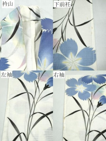 平和屋着物∴夏物　浴衣　綿紅梅　草花文　綿　逸品　CABE8851ng