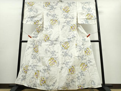 平和屋着物∴夏物 浴衣 団扇花文 綿 逸品 CABE8852ng
