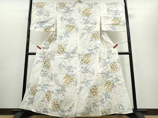 平和屋着物∴夏物 浴衣 団扇花文 綿 逸品 CABE8852ng