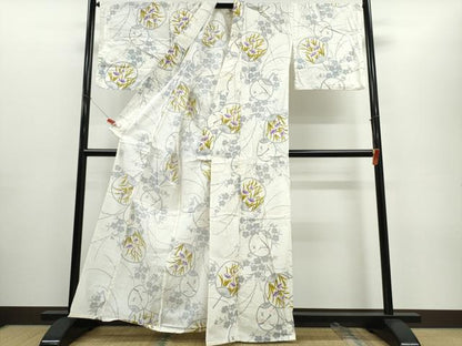 平和屋着物∴夏物 浴衣 団扇花文 綿 逸品 CABE8852ng