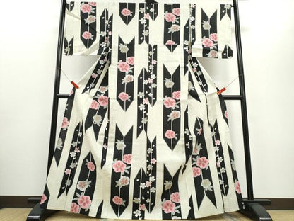 平和屋着物∴夏物 浴衣 矢羽花文 日本製 綿 逸品 CABE8853ng