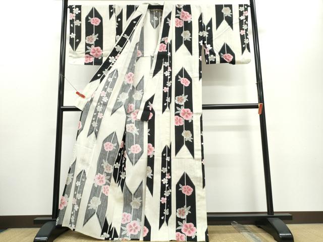 平和屋着物∴夏物 浴衣 矢羽花文 日本製 綿 逸品 CABE8853ng