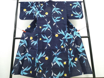 平和屋着物∴夏物 浴衣 蛍 笹竹文 綿 逸品 CABE8859ng
