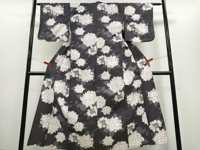 平和屋着物∴夏物 浴衣 紫陽花 銀彩 綿 逸品 CABE8860ng