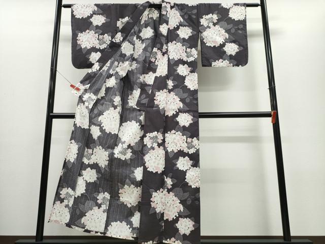 平和屋着物∴夏物 浴衣 紫陽花 銀彩 綿 逸品 CABE8860ng