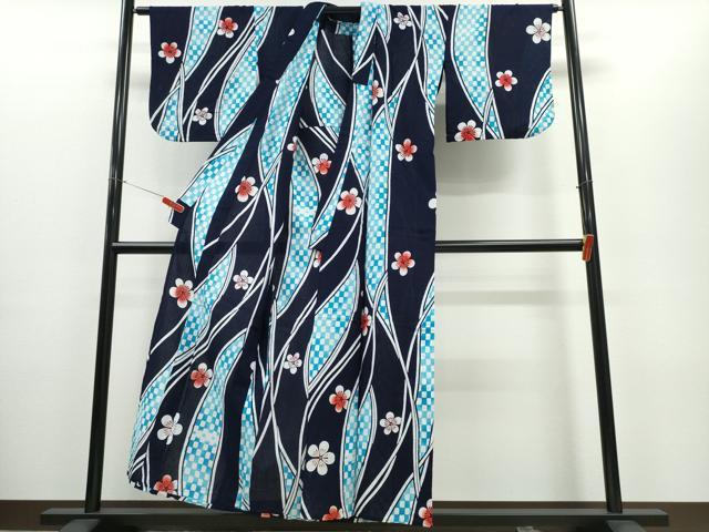 平和屋着物∴夏物　浴衣　綿紅梅　舞花吉祥文　綿　逸品　CABE8861ng