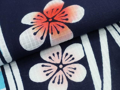 平和屋着物∴夏物　浴衣　綿紅梅　舞花吉祥文　綿　逸品　CABE8861ng