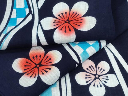 平和屋着物∴夏物　浴衣　綿紅梅　舞花吉祥文　綿　逸品　CABE8861ng