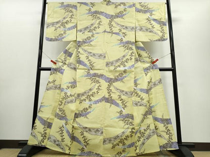 平和屋着物∴夏物 浴衣 綿紅梅 雪芝草花文 綿 逸品 CABE8862ng