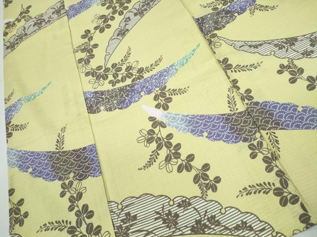 平和屋着物∴夏物 浴衣 綿紅梅 雪芝草花文 綿 逸品 CABE8862ng