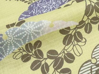 平和屋着物∴夏物 浴衣 綿紅梅 雪芝草花文 綿 逸品 CABE8862ng