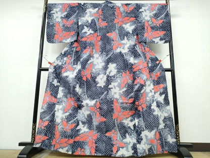 平和屋着物∴夏物 浴衣 有松鳴海絞り 舞蝶文 綿 逸品 CABE8870ng