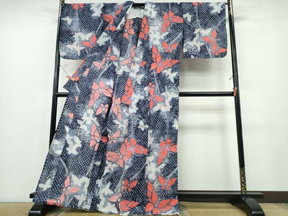 平和屋着物∴夏物 浴衣 有松鳴海絞り 舞蝶文 綿 逸品 CABE8870ng