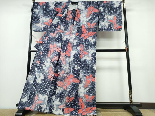 平和屋着物∴夏物 浴衣 有松鳴海絞り 舞蝶文 綿 逸品 CABE8870ng