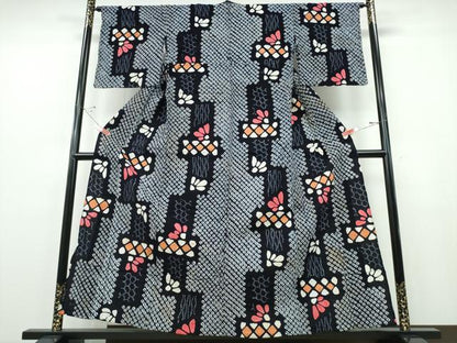 平和屋着物∴夏物 浴衣 有松鳴海絞り 短冊吉祥文 綿 逸品 CABE8872ng