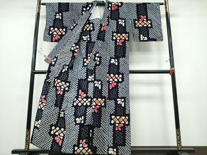 平和屋着物∴夏物 浴衣 有松鳴海絞り 短冊吉祥文 綿 逸品 CABE8872ng