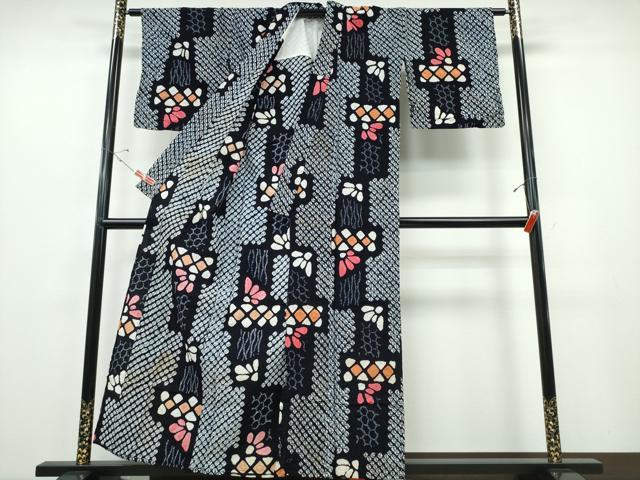 平和屋着物∴夏物 浴衣 有松鳴海絞り 短冊吉祥文 綿 逸品 CABE8872ng