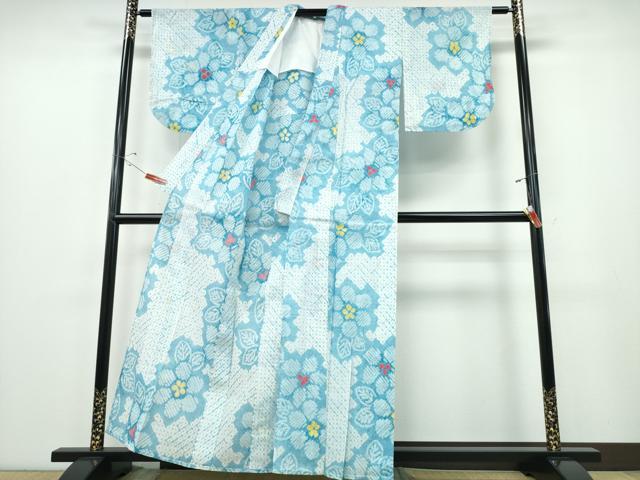 平和屋着物∴夏物 浴衣 有松鳴海絞り 舞花文 綿 逸品 未使用 CABE8873ng