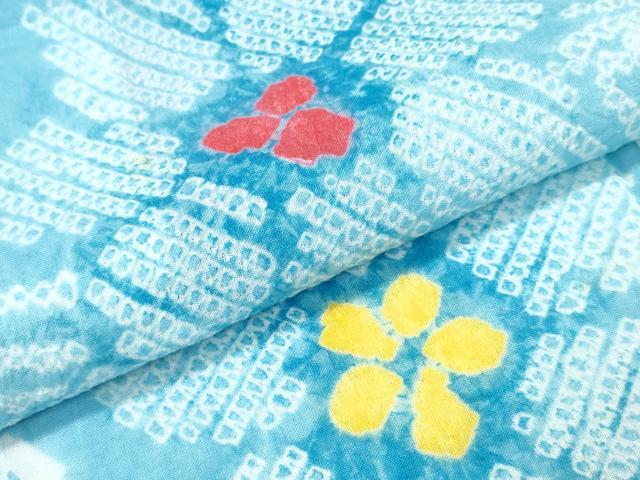 平和屋着物∴夏物 浴衣 有松鳴海絞り 舞花文 綿 逸品 未使用 CABE8873ng