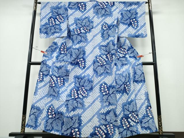 平和屋着物∴夏物　浴衣　有松鳴海絞り　桐花文　綿　逸品　CABE8876ng