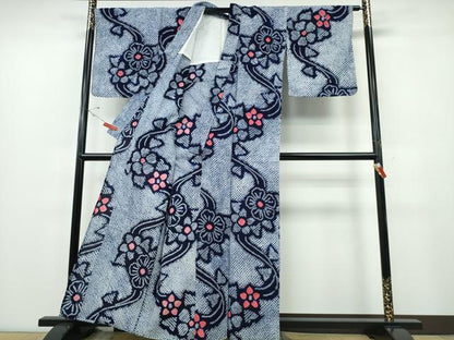 平和屋着物∴夏物 浴衣 有松鳴海絞り 流水花文 綿 逸品 CABE8879ng