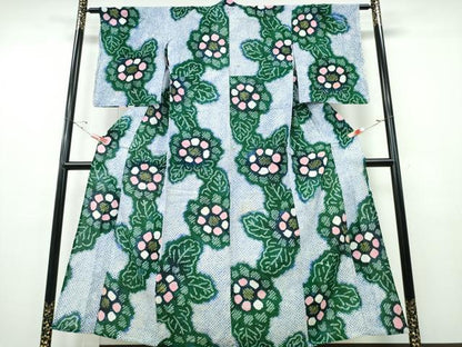 平和屋着物∴夏物 浴衣 有松鳴海絞り 舞菊文 綿 逸品 CABE8885ng