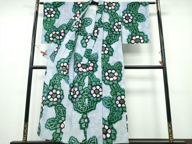 eふれんず◆有松鳴海絞り　夏物　浴衣　草花文　綿◆am1056 平和屋着物∴夏物 浴衣 有松鳴海絞り 雲取り草花文 綿 逸品 CABB6745ng