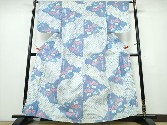 平和屋着物∴夏物 浴衣 有松鳴海絞り 杜若 綿 逸品 CABE8886ng