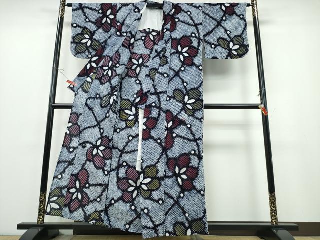 平和屋着物∴夏物 浴衣 有松鳴海絞り 枝花文 綿 逸品 CABE8887ng