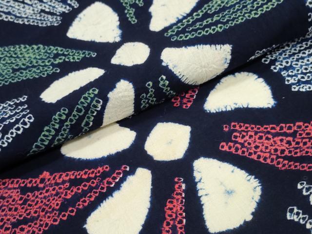 平和屋着物∴夏物 浴衣 有松鳴海絞り 吉祥花文 綿 逸品 CABE8892ng