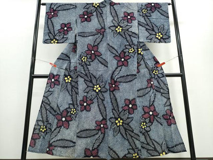 平和屋着物∴夏物 浴衣 有松鳴海絞り 枝花文 綿 逸品 CABE8894ng