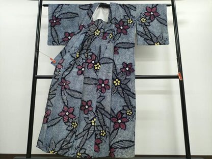 平和屋着物∴夏物 浴衣 有松鳴海絞り 枝花文 綿 逸品 CABE8894ng