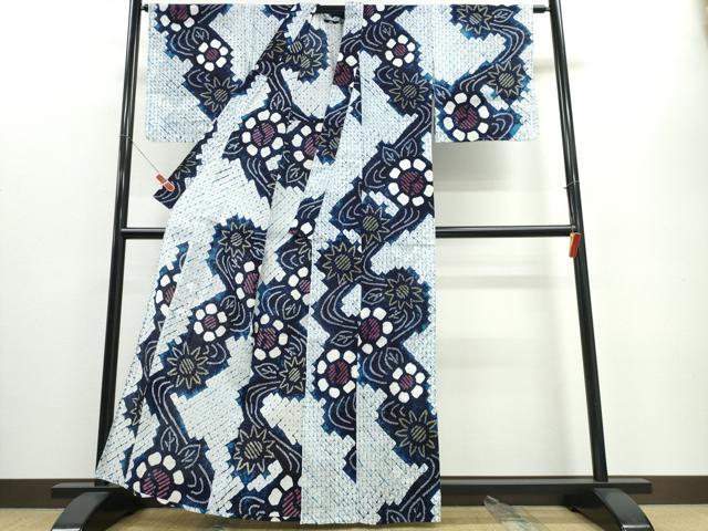 平和屋着物∴夏物 浴衣 有松鳴海絞り 流水菊文 綿 逸品 CABE8899ng