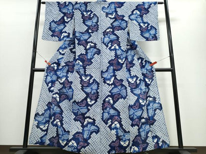 平和屋着物∴夏物 浴衣 有松鳴海絞り 舞蝶文 綿 逸品 CABE8900ng